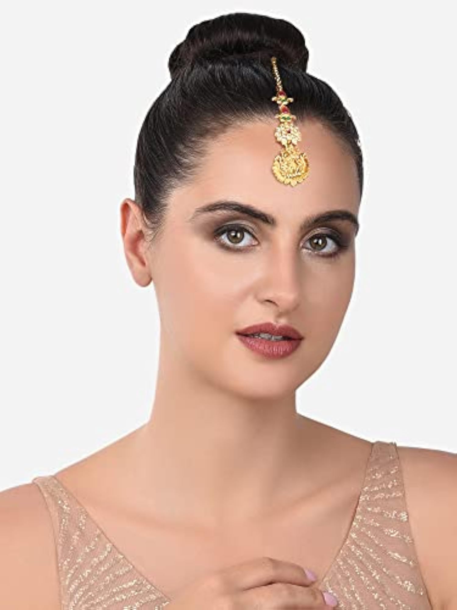Stones Goddess Laxmi Temple Maangtikka For Women